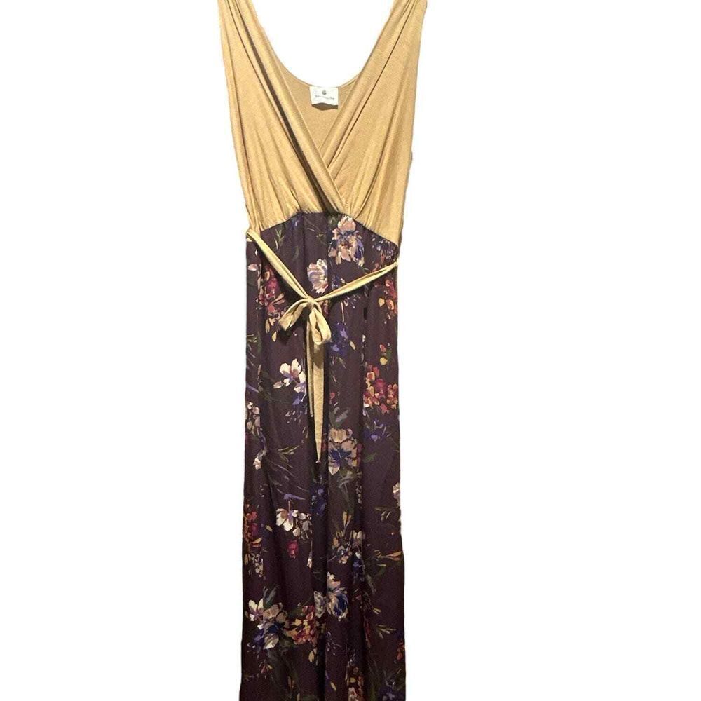 Boutique Beautiful Bohemian Floral Viscose Belt Slit‎ Maxi Dress (XL)